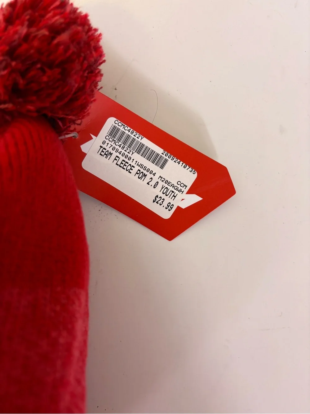 New CCM Youth Red Gradient Youth Pom Winter Beanie Hat